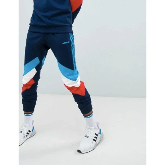 ADIDAS Mens 'Palmerston Joggers' Small Multicolor Sweatpants Zip Pockets Blue - Picture 4 of 14